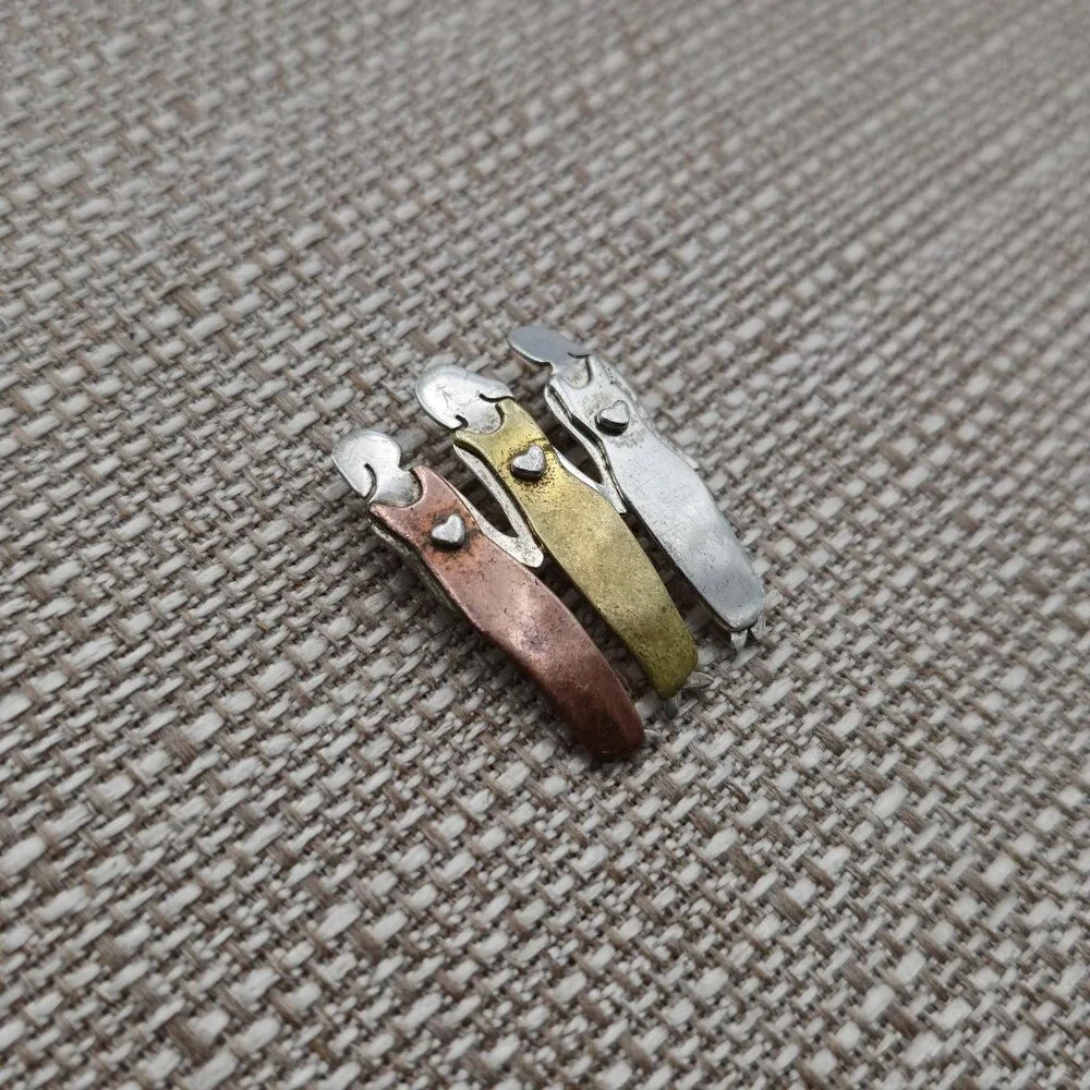 Sterling Silver Tri Tone Triple Woman Unique Pin Brooch A3330 - Picture 2 of 5